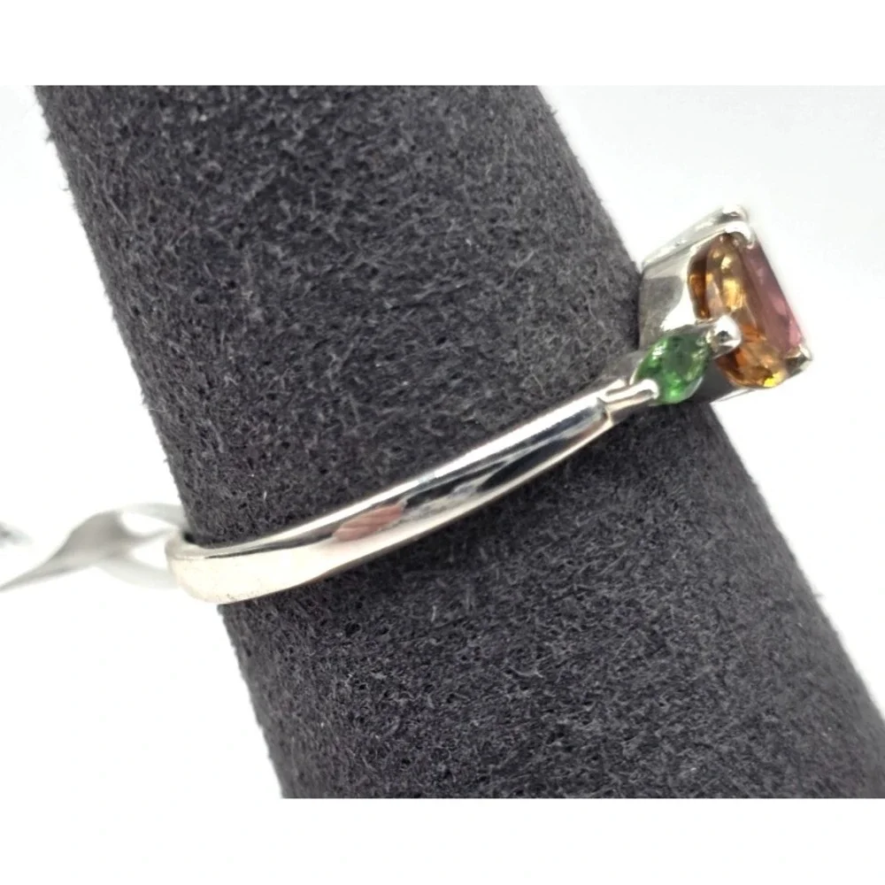 Tourmaline Gemstone Ring Size 8 Sterling Silver Handmade Flowers Dainty‎ NWT